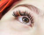 Мокрый эффект+наращивание цветных ресниц 