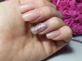 Наращивание средней длины на верхние формы полигелем Gelish, дизайн стемпинг, роспись объёмная 