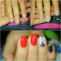 Комбинированный маникюр. Укрепление гелем. Покрытие гель лак