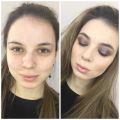 Скорректировали недостатки кожи, исправили форму бровей и сделали smoky в приглушенных оттенках