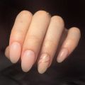 Комбинированный маникюр + выравнивание ногтевой пластины + однотонное покрытие гель-лак max близко к кутикуле + простой дизайн двух пальчиков + масло для кутикулы