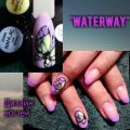 Коррекция гелевых ногтей, цветной френч и дизайн в технике waterway