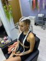 Два брейда с материалом и две косы у лица, стоимость от 3500р