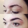 Коррекция и окрашивание бровей краской 
